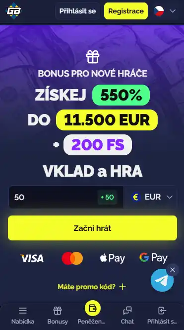 Mobilní rozhraní Goldbet otevřené na telefonu